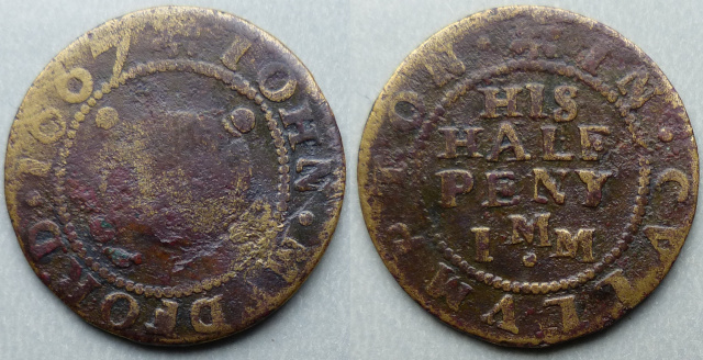 Cullompton, John Mudford 1667 halfpenny Cullompton, John Mudford 1667 halfpenny